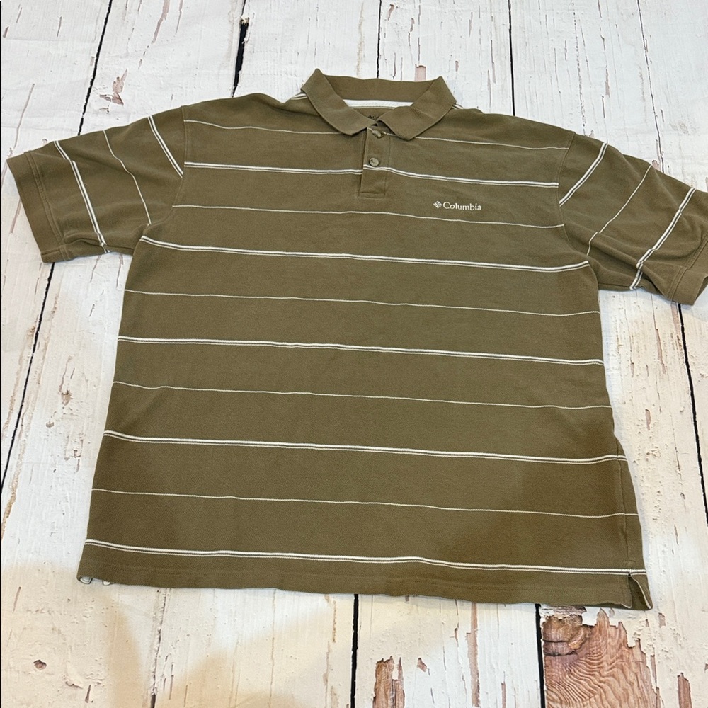 Columbia Men's Khaki Striped Polo Shirt